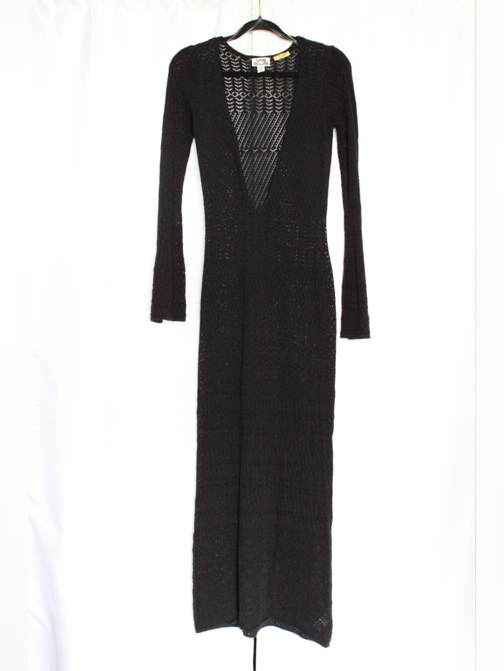 Future Collective Jenny K Lopez Black Sheer Long Sleeve Maxi Dress XXS